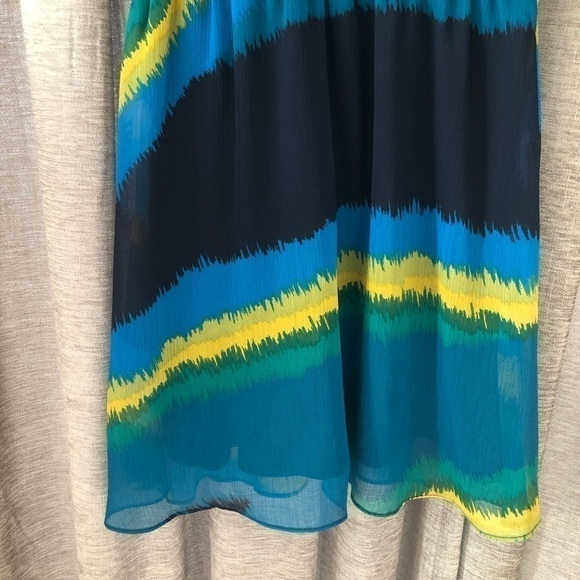 Express Blue & Green Water Color Stripe Mini Dress - Picture 10 of 11